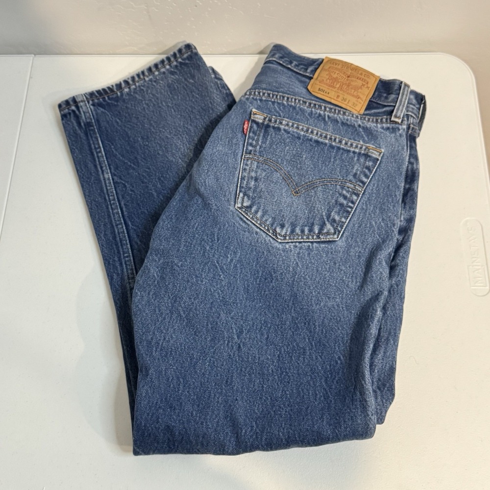 Vintage Levis 501 XX Jeans 36x32 Button Fly  Blue Made in Mexico 1999